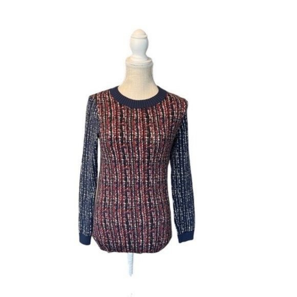 Tory Burch Blue Red Pattern Sweater - Picture 10 of 13